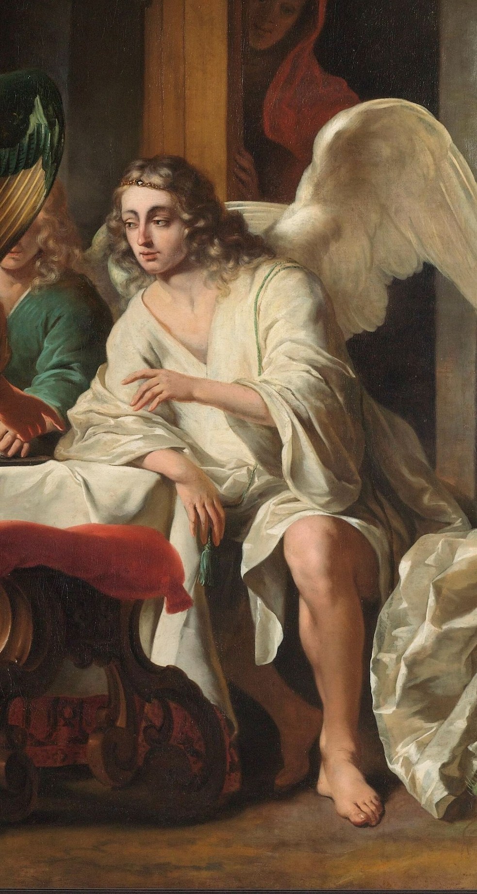 Her serene expression and relaxed pose convey a sense of divine peace and acceptance.