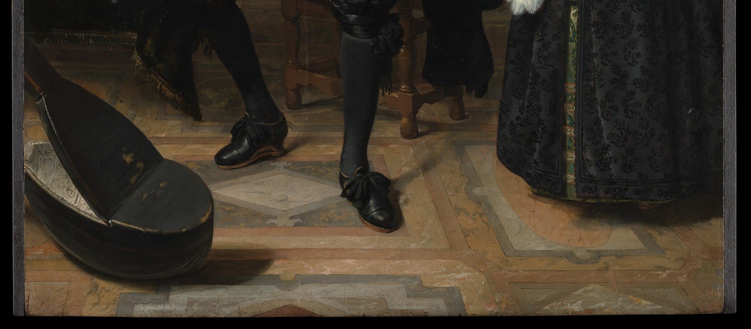 The chequerboard floor declares their material prosperity.