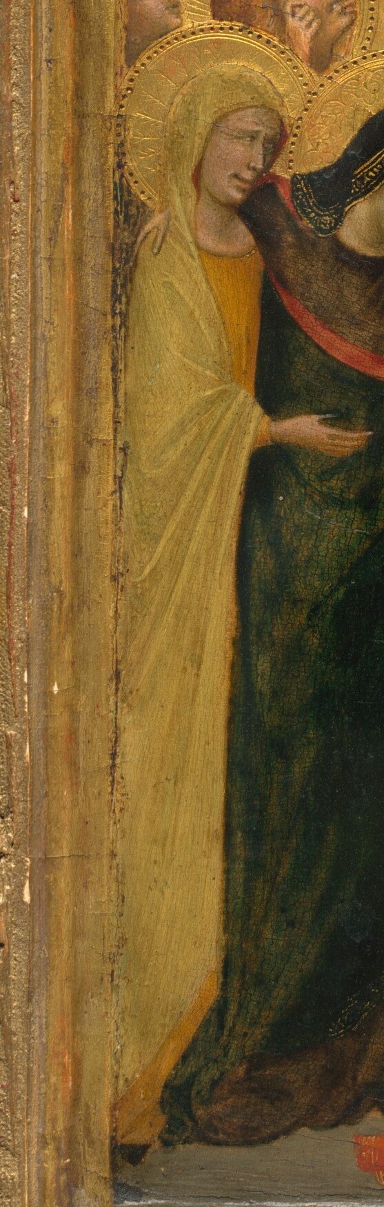 This is one of the first times an Italian painter renders the Virgin's body giving out from sorrow.