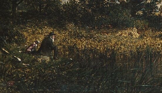 The reed bed anchors the foreground and creates a soft transitional zone between viewer and the open water , a Barbizon compositional device.