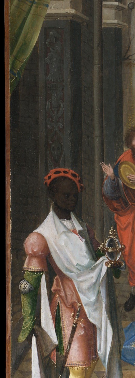 The inclusion of the Moorish king , one of the three traditional Magi , signals the universality of Christ's kingship across all peoples