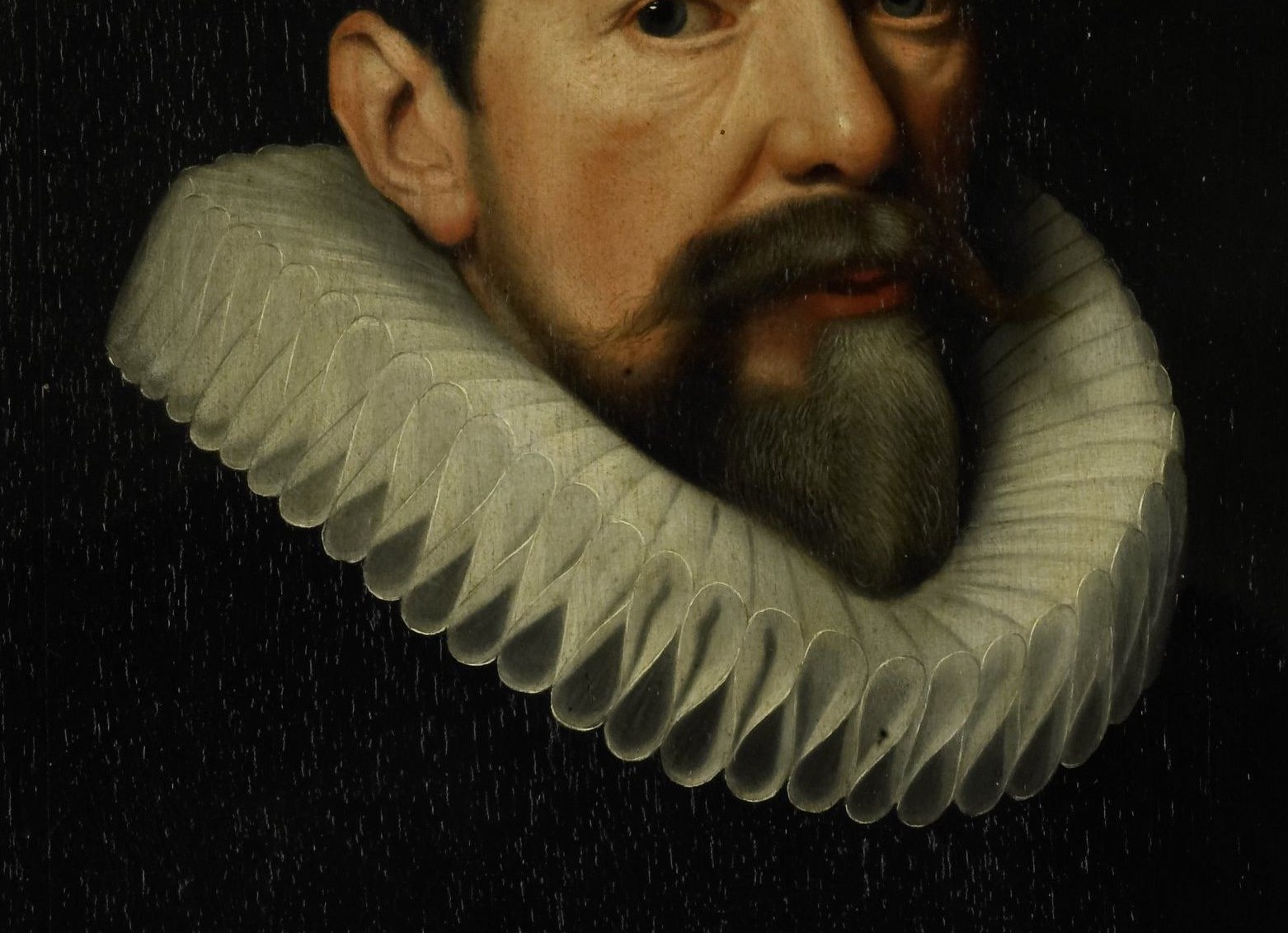 Look closely at the precise folds of his ruff.