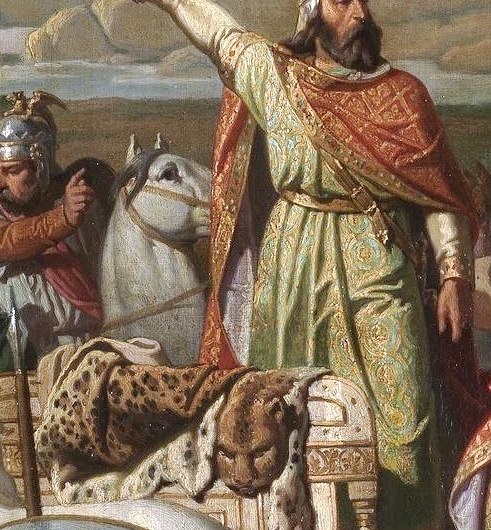 He rallies his army before the Battle of Guadalete, 711 CE.