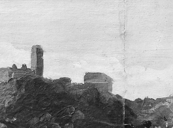 Look at the distant, crumbling Roman ruins.