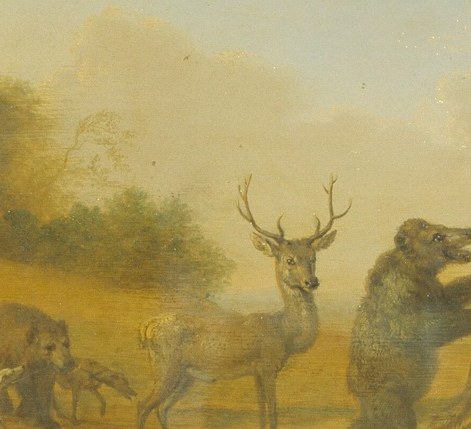 Now move to the stag. Antlers crown the sky.