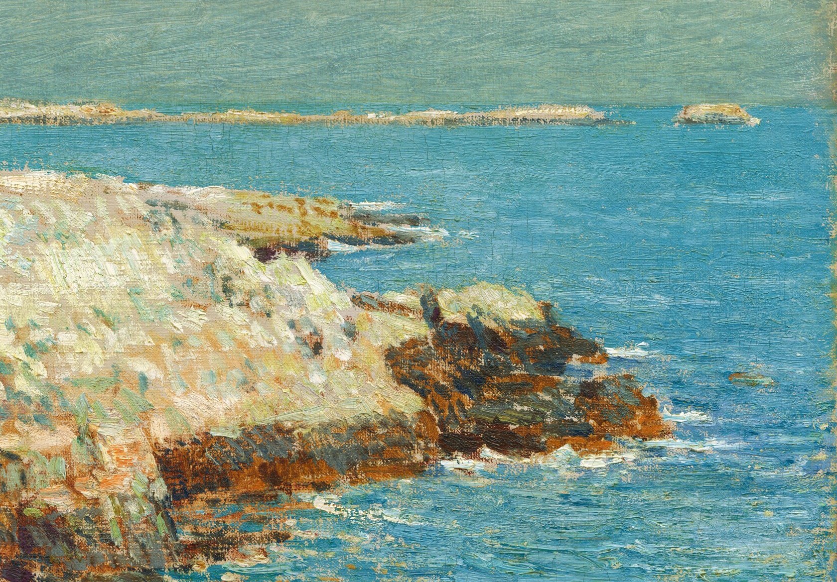 The vibrant blue and white highlights capture the dynamic movement and light on the water's surface.