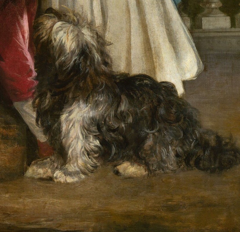 Its attentive posture and gaze upwards suggest loyalty and a place within the family unit, a common motif in portraiture.