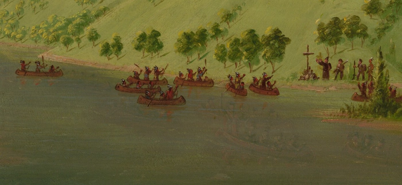 A 17th-century priest and his party, vanishing into wilderness.