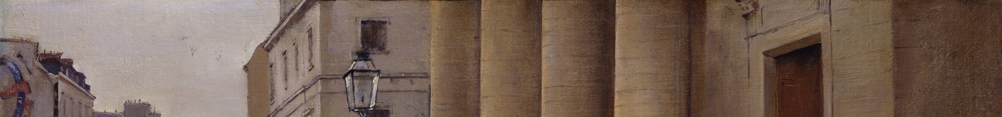 The overcast diffuse light explains why every shadow is soft and every dark fabric absorbs rather than reflects; Béraud's plein-air awareness of Parisian winter light unifies the whole tonal scheme.