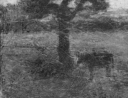 The titular cows dissolve into the earth tones; their indistinctness is deliberate , they embody Ryder's merging of creature and landscape.