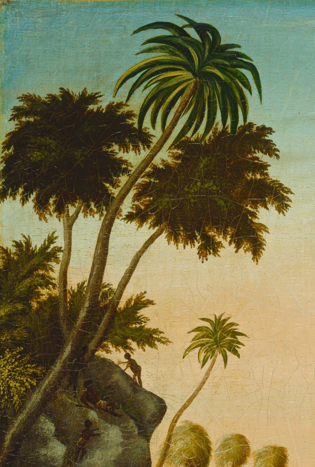 These exotic trees immediately establish the tropical, unfamiliar setting of the new world.