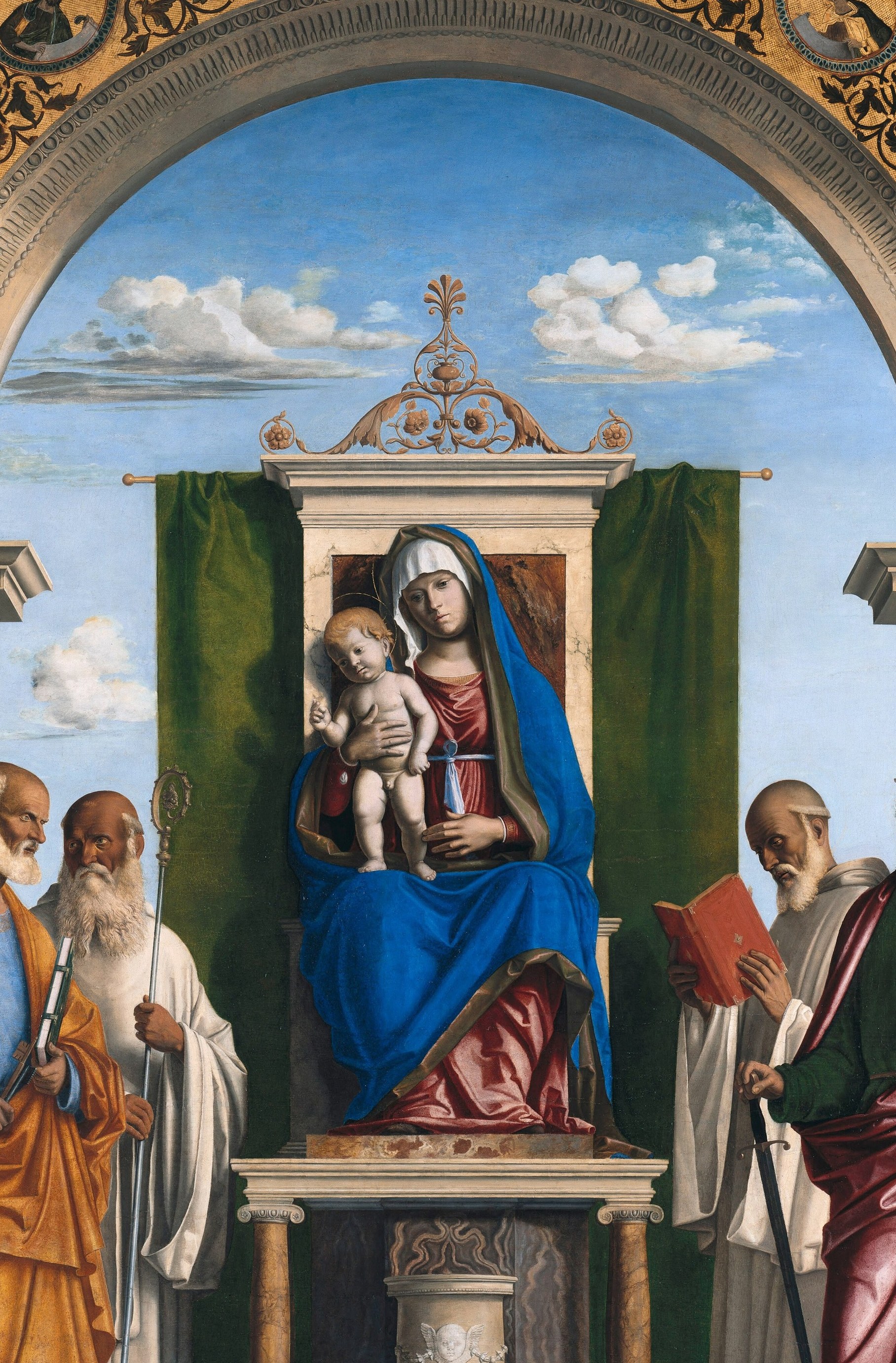 Look closely at the arch framing the holy figures.