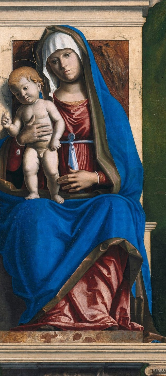 The central figures, radiating serenity and divine connection, are the emotional core of the painting.