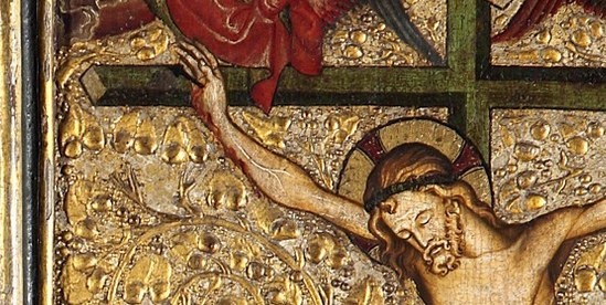 Angels observe the solemn scene.