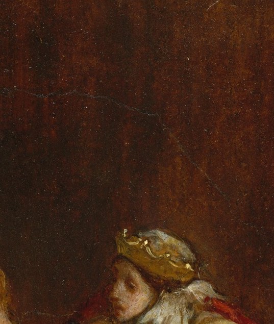 She draws back, her face blurred by his accusation.