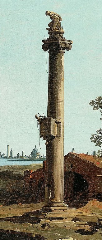 He often combined real landmarks with imagined ones.