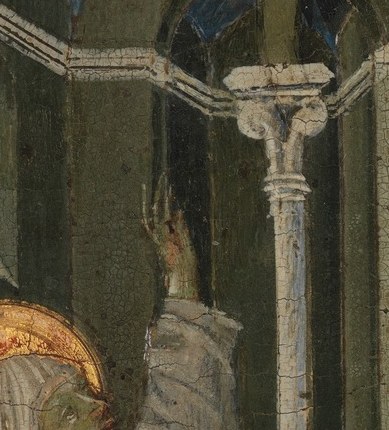 Catherine of Siena, arms flung wide, face tilted skyward.