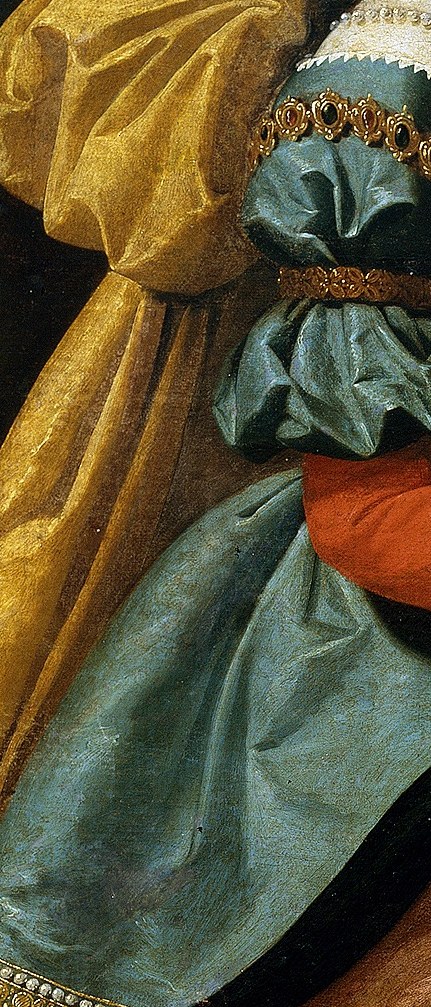 The voluminous, textured sleeve showcases Zurbarán's mastery of fabric rendering and adds a sense of opulence.