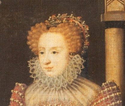 Her expression is serene and composed, embodying regal dignity and a gentle demeanor.