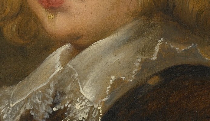 The intricate lace work is a testament to the era's craftsmanship and the sitter's wealth.