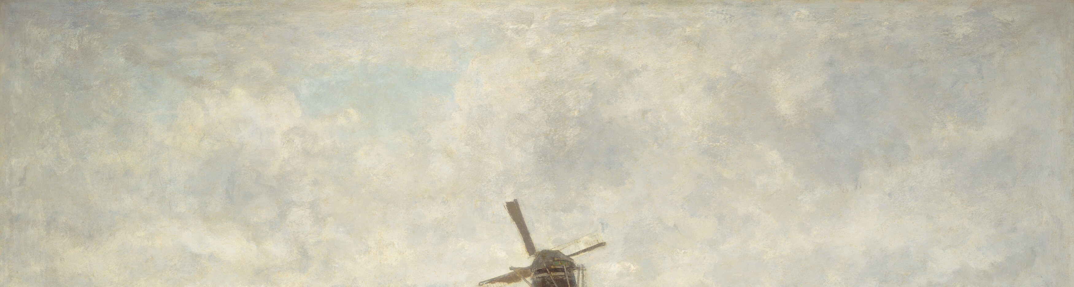 The sky occupies nearly half the canvas; Maris uses this open grey-white expanse to flood the scene with diffused northern light, the signature atmospheric effect of the Hague School.