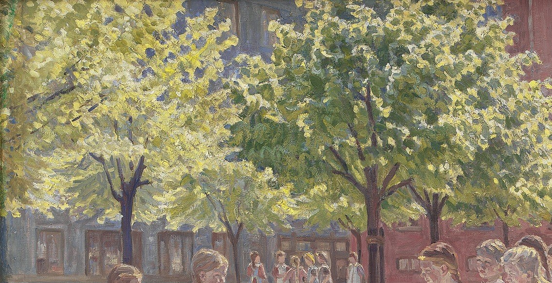 Sunlight dapples through the leaves overhead.