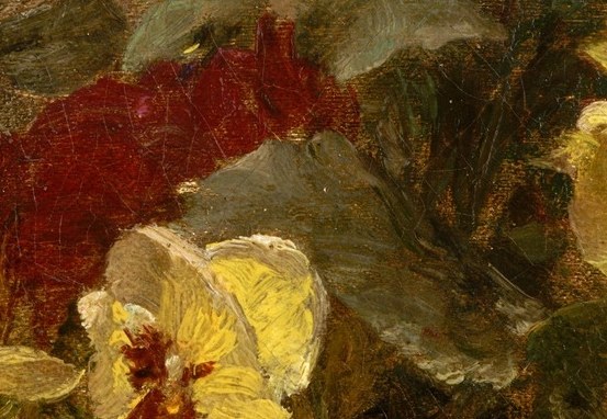 He captures the flowers in a specific, luminous moment.