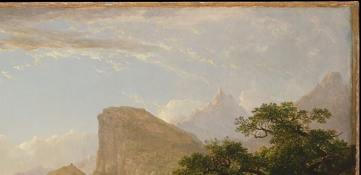 Durand's finest technical passage here , warm aureate light dissolves into blue zenith; the hope-and-elegy tone of the whole poem compressed into color temperature