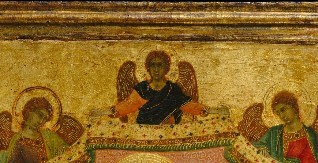 The painter used special tools to tap designs into the gold.