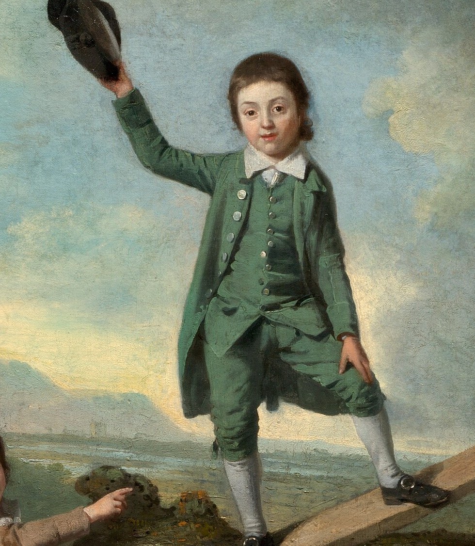 A boy balances on a beam, risking a good scolding.