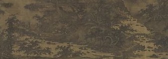 Two small travelers walk a shoreline path.