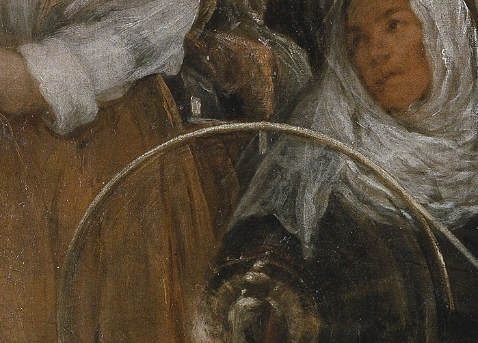 Scholars say she is Minerva, disguised as a crone.