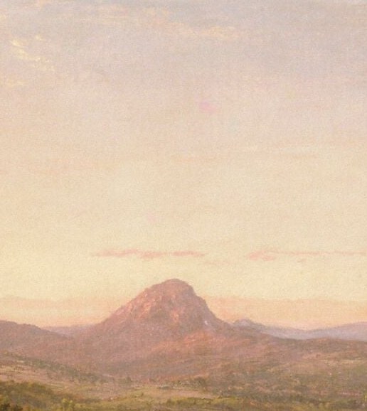 The misidentified title subject , mistaken for Mt. Chocorua for four decades , this distinctive graywacke cone anchors the entire composition and carries the painting's contested, finally-resolved identity.