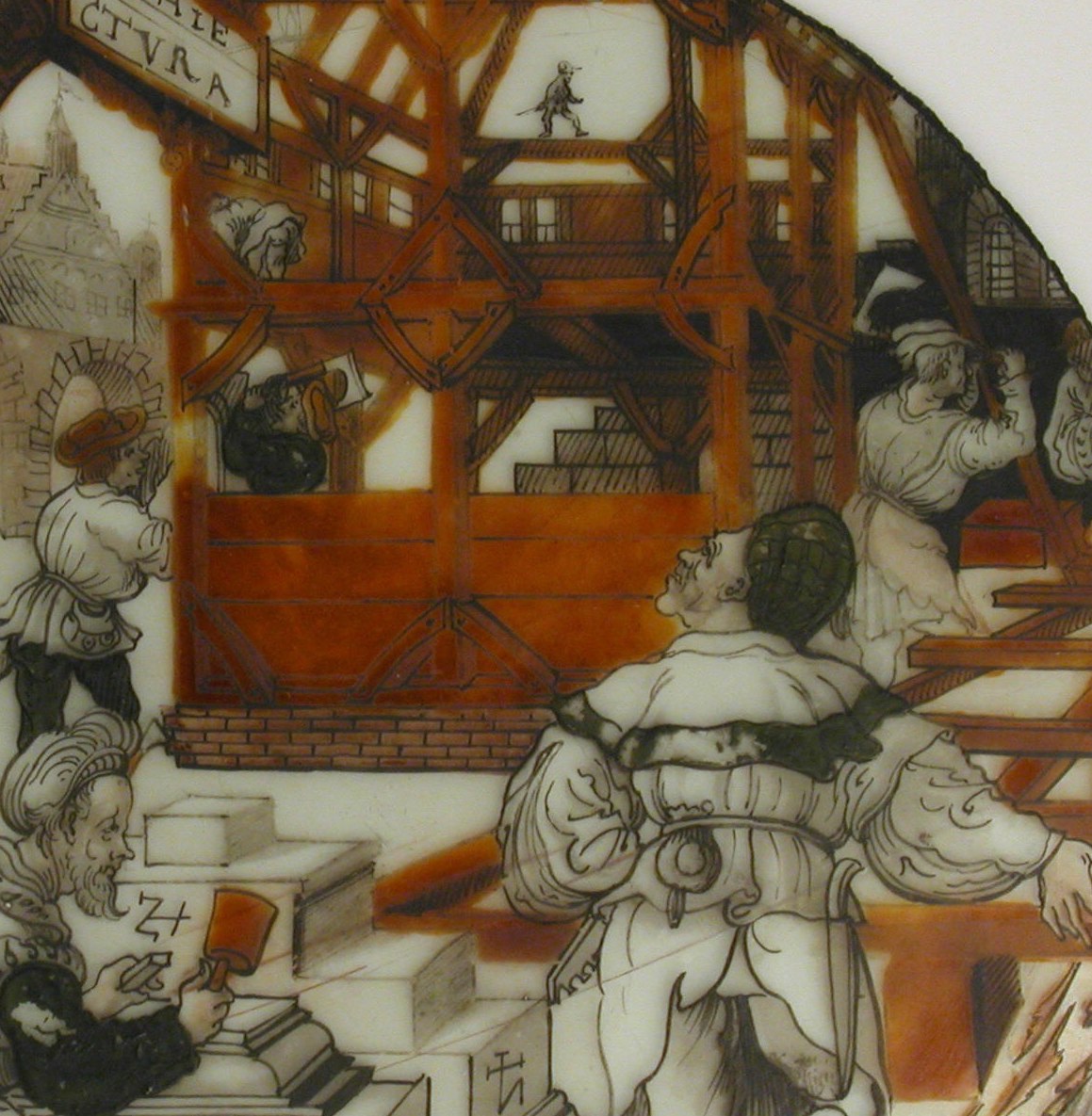 On the other, a complex construction site hums with activity.