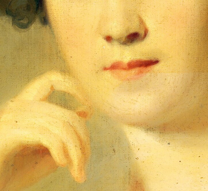 Her thoughtful pose was popular in 19th-century portraits.