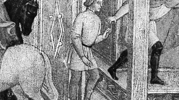 The mounted man offers a gesture of peace.
