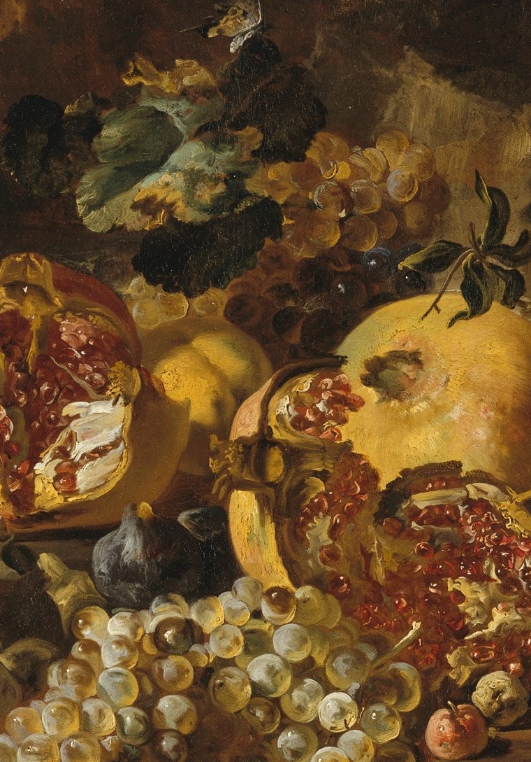 The title subject and visual anchor , the torn-open cavity floods the composition with saturated crimson, a baroque emblem of fertility and mortality simultaneously.