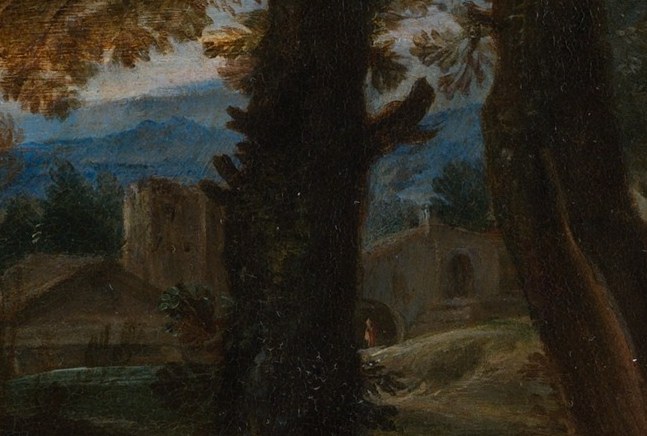 The Holy Family rests during their escape into Egypt.