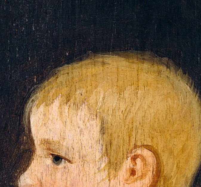 The rendering of the hair is delicate, suggesting fine strands and a gentle texture.