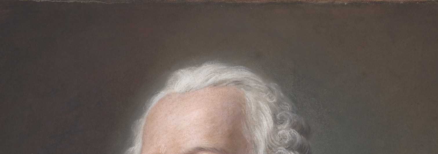 The full formal wig signals high social rank; its chalky texture contrasts with the soft skin tones, demonstrating La Tour's command of varied surface handling in pastel