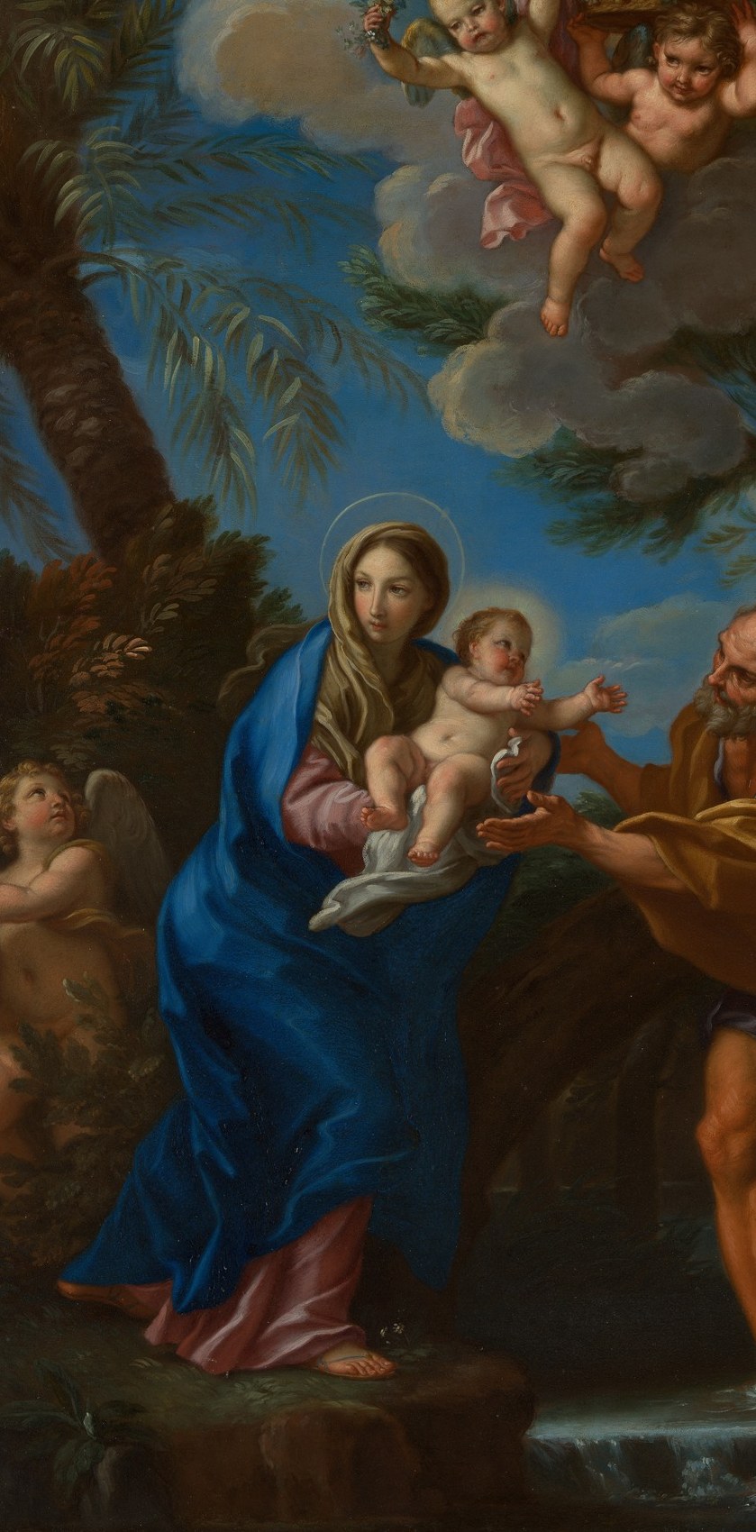 Mary's blue mantle is a sign of her heavenly status.