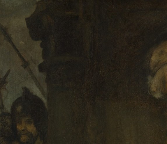 He painted a man trying to wash away a decision.