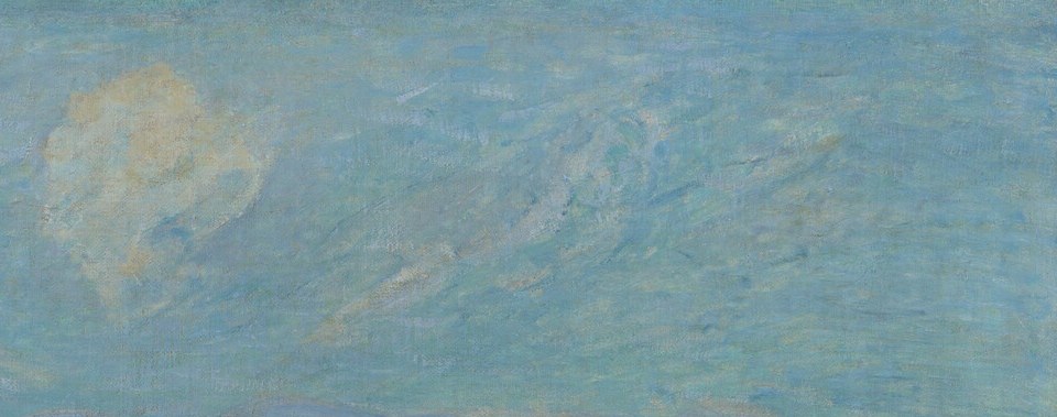 The cloud is rendered with bold, visible brushwork and occupies a large share of the canvas, giving the sky a sculptural weight unusual for a landscape of this format.