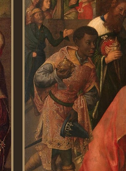 His presence highlights the universality of Christ's birth, bringing exotic riches and a sense of global significance.