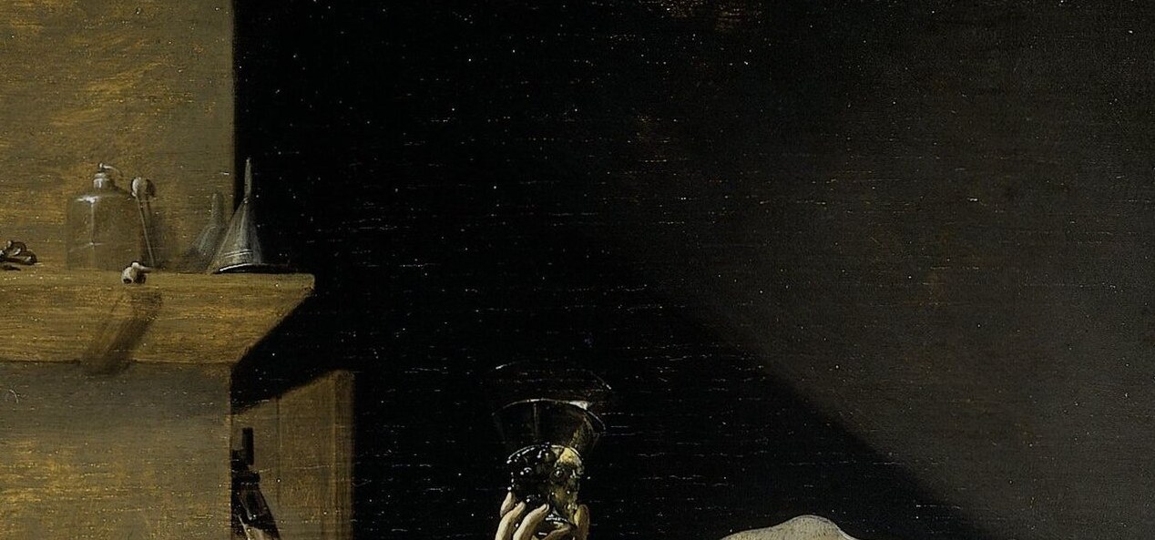 He wears a bicorne with a feather, an officer or merchant.