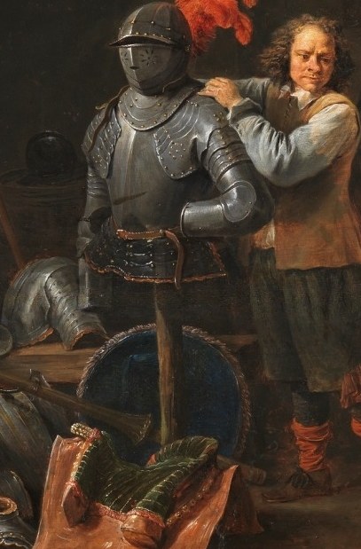 See how light reflects on the polished metal armor.