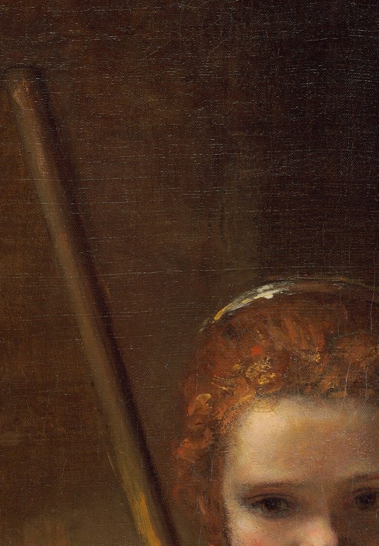Half her face is in shadow. A Rembrandt-school trick for the inner life.