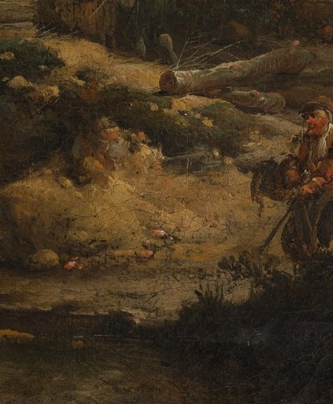 And one man, sitting still by the water.
