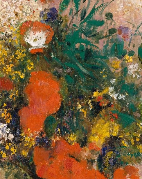 Bold red poppies suggest passion.
