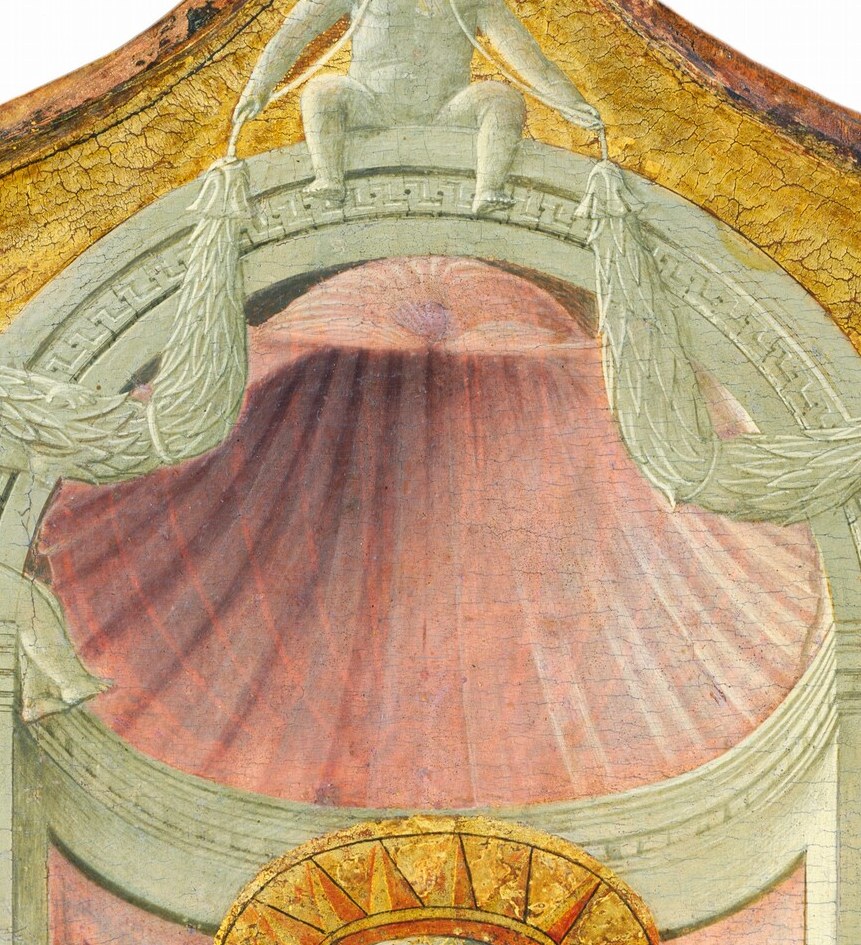 She is Queen of Heaven, crowned above her halo.